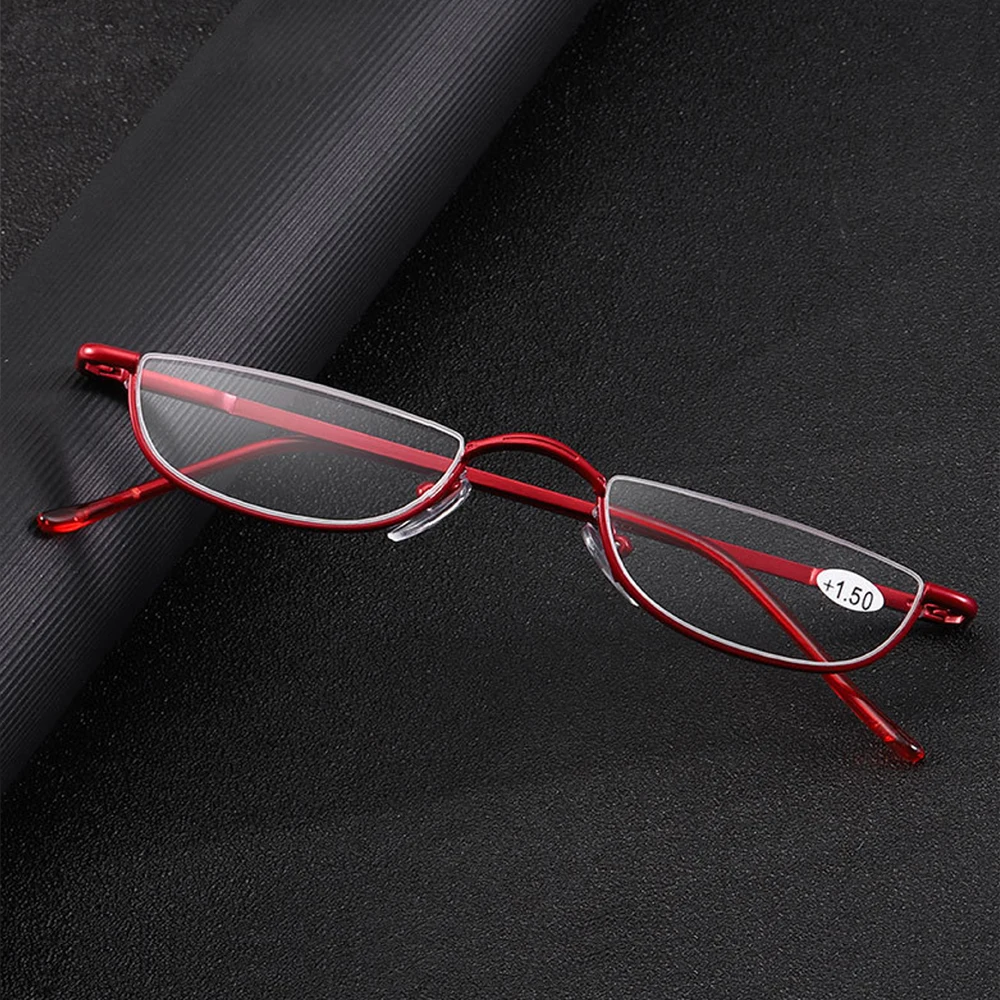

Rolopop Readers Reading Glasses for Women Half Frame Prescription Glasses Spring Hinges Frame Metallic Stainless Steel HC