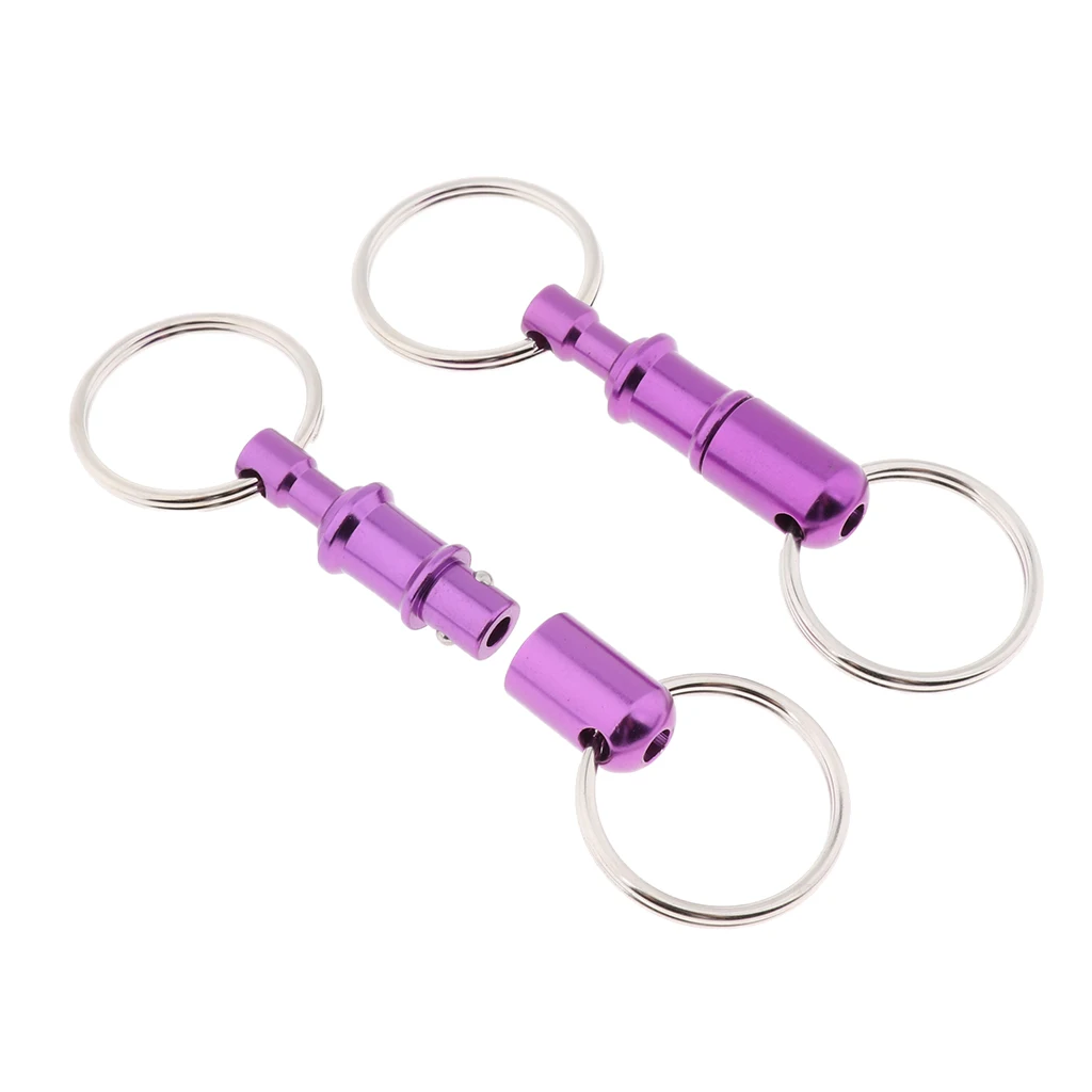 2Pcs/pack Quick Release Keychain, Pull-Apart Removable Keyring with Two Heavy Duty Split Rings Key Accessories