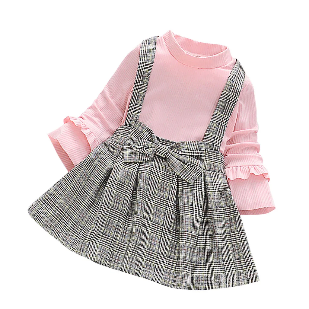 Модное детское платье для маленьких девочек юбка принцессы в клетку повседневная детская одежда с длинными рукавами ropa de nivena