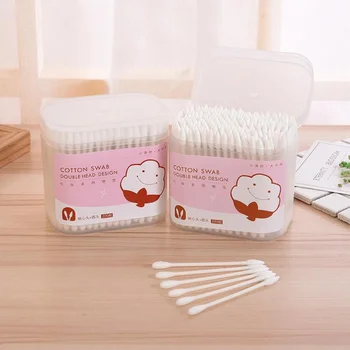 

200pcs White Double-headed Paper Sticks Cotton Swabs Portable Disposable Clean Cotton Sticks
