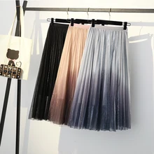 Новинка, осенняя и зимняя плиссированная юбка с градиентом, юбка феи, большие размеры