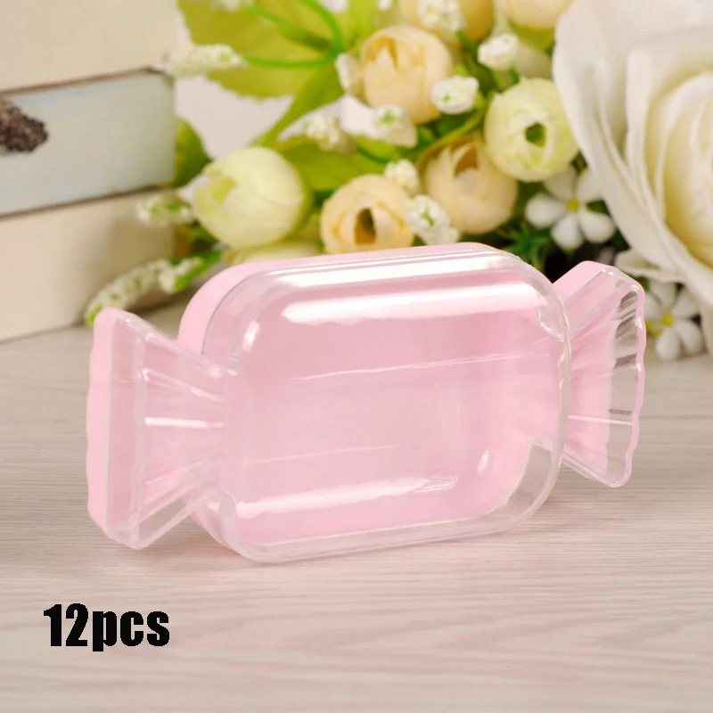 pink 12 шт коробка для шоколадных конфет пластиковая коробка для конфет упаковка для свадьбы Детские вечерние подарочные коробки для конфет - Цвет: pink