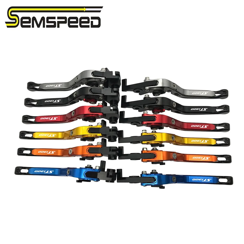 

SEMSPEED ST1300 logo Motorcycle CNC Foldable Extendable Brake Clutch Levers Handle Grips Ends For Honda ST1300/ST1300A 2008-2012