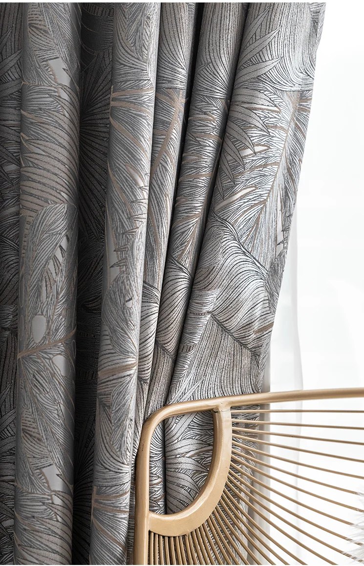 Curtains best of sale Customization Luxury Curtains for Living Dining Room Bedroom Floor-to-ceiling Window Blackout High-end Leaf jacquard Noble Rhj curtains for sale