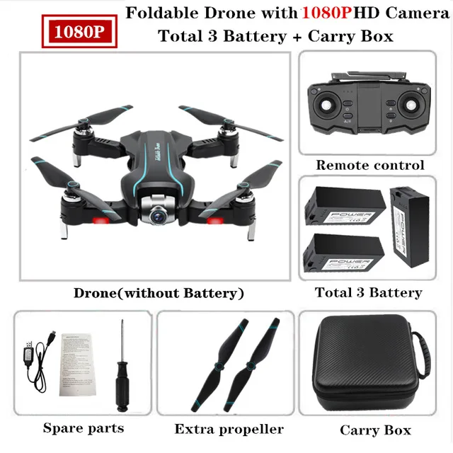 5MP-Carry Bag-3B S17 Дрон 4k HD камера gps Квадрокоптер WiFi fpv 1080P без сигнала возврат RC вертолет полет 15 минут Квадрокоптер Дрон с камерой - Цвет: 5MP-Carry Bag-3B