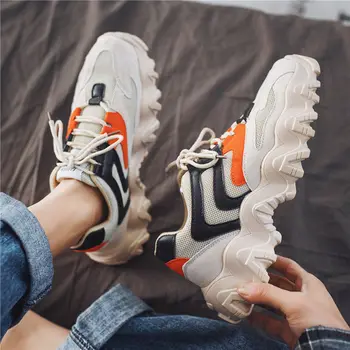 

2020 New Men Chunky Sneakers Platform Thick Sole Casual Vulcanize Shoes Web Celebrity Dad Female Fashion Sneakers Designer