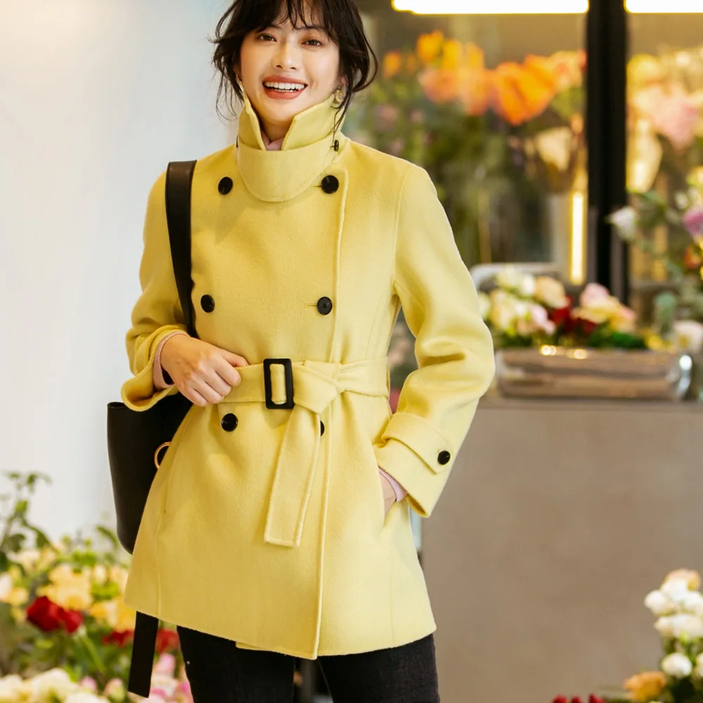 U-SWEAR Autumn Winter Coats Female Elegant White Overcoat Korean Style Women Long Double-breasted Cashmere Coat | Женская одежда