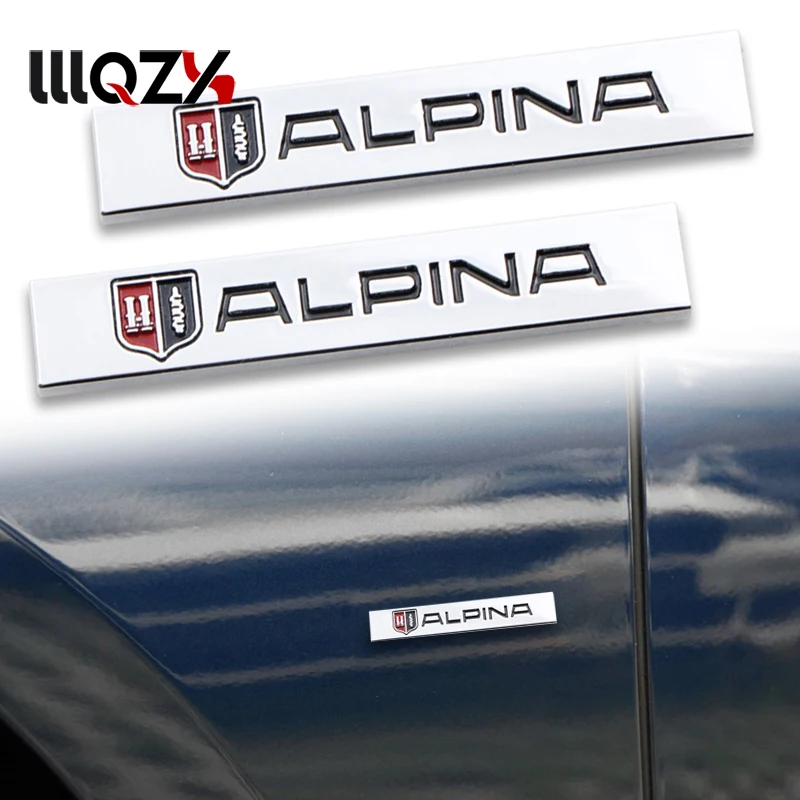 

2PCS Fashion Car Styling Car Body Fender Side Metal Chrome Aluminum 3D Badge Sticker For BMW Alpina B5 B6 B7 D3 Car Accessories