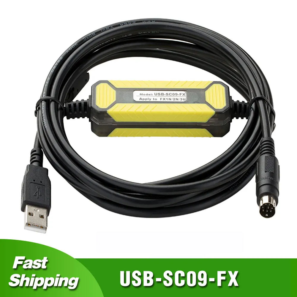 PLC Cable USB-SC09 gold plate USB to RS422  for Mitsubishi PLC yellow 