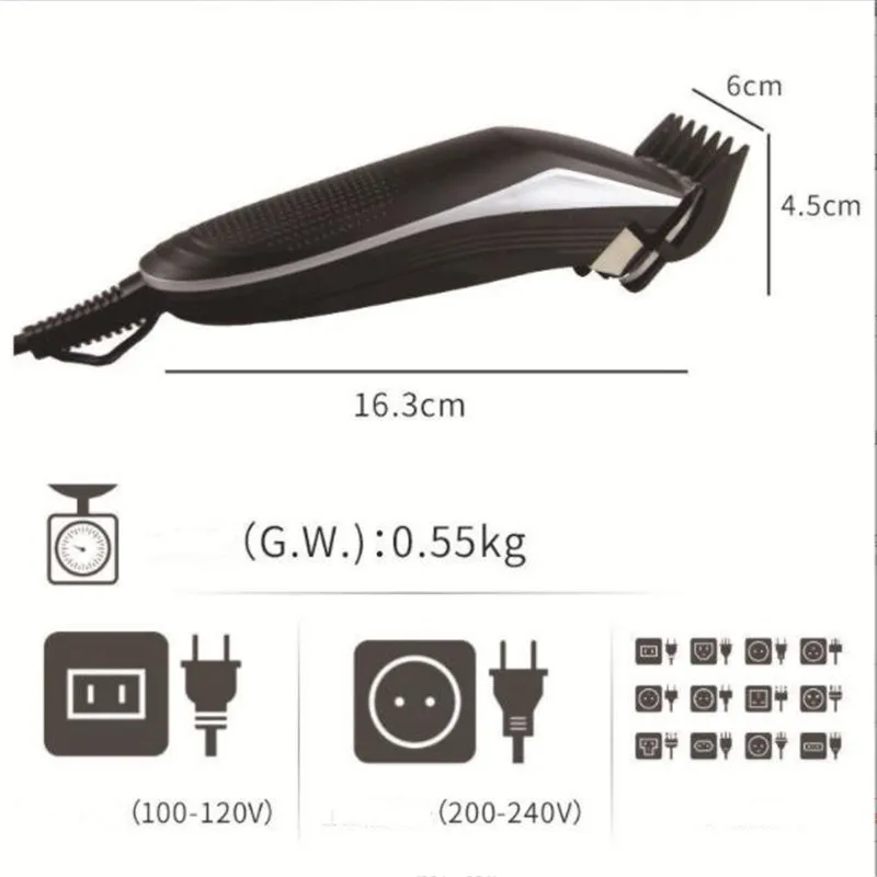 Professional Electric Barber Clipper Corded Hair Trimmer Head Styling Haircut Machine Hairdresser Salon Cutter Man Shaver Kit 4