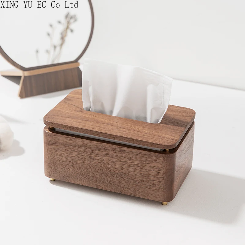 

Living Room Tissue Box Home Bedroom Coffee Table Wooden Black Walnut Drawer Simple Creative Light Luxury Nordic Solid Wood