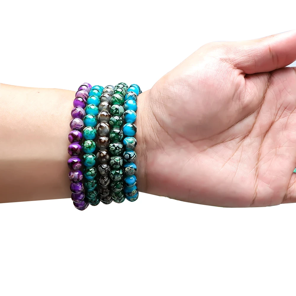 Cuentas variadas de piedra Natural de Color degradado, abalorios de cristal de cerámica de fantasía para hacer artesanales, dijes de moda|cuentas| -