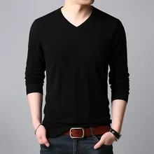 V-neck Thin Men Knitted Sweaters Slim Solid Big Boy Pullover Sweater England Style Blue Black Red Men Knit Wear Coat