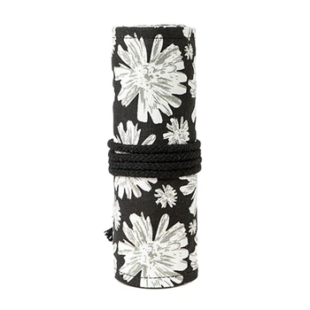 

Handmade Canvas Art Pen Curtain 72-Hole Large Capacity Pencil Case Color Lead Sketch Stationery Bag