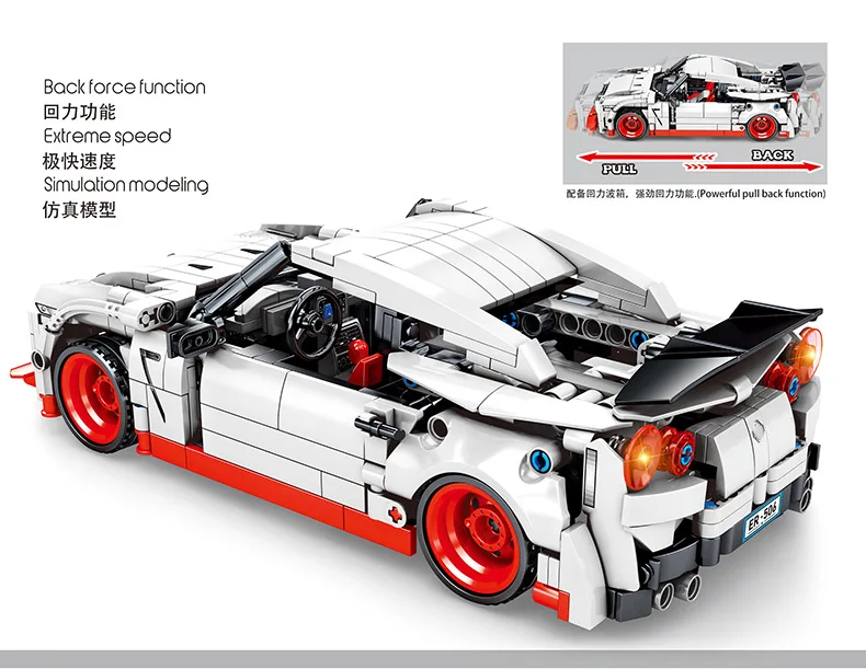 Creatives Moc 25326 игрушки Technic Nissan GTR скоростной комплект гоночных автомобилей супер строительные блоки кирпичи модель игрушки детские подарки