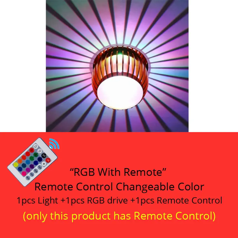 RGB With Remote Светодиодный светильник, RGB пульт дистанционного управления, 3 Вт, 6 Вт, 9 Вт, 12 Вт, светодиодный потолочный светильник, настенный светильник, лампа для коридора, светильник для прихожей - Испускаемый цвет: RGB With Remote