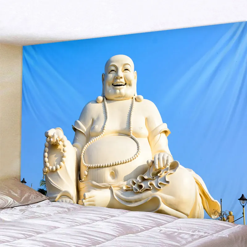 

Three-dimensional Buddha statue art Mandala Printed Polyester Tapestry Wall Hanging For Decorate Home Living Room Bedroom Office