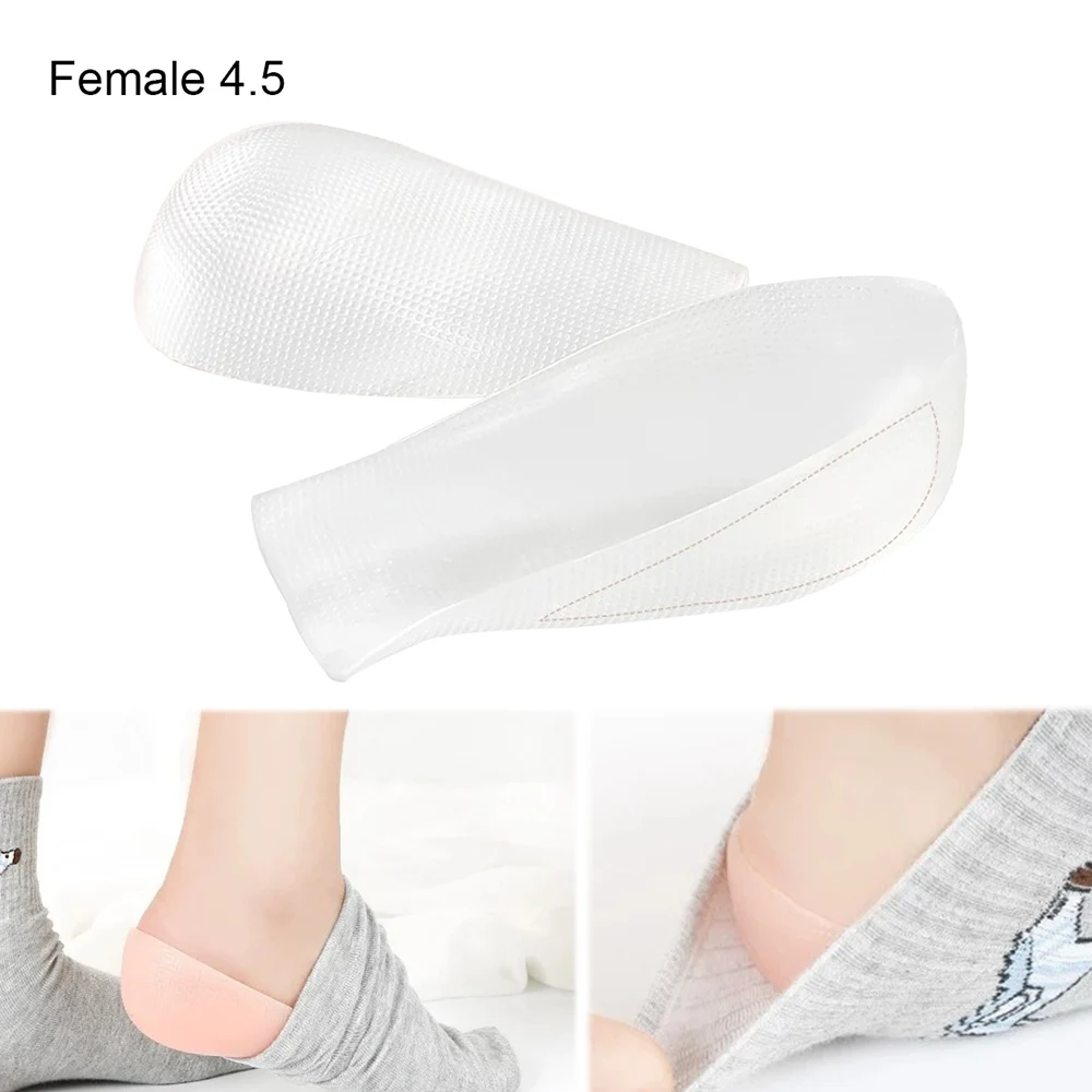 1 pair Unisex Invisible Increase pad soft silicone gel insoles heel Pad Foot massage care Invisible inner Increase insoles light - Цвет: white Female 4.5 cm