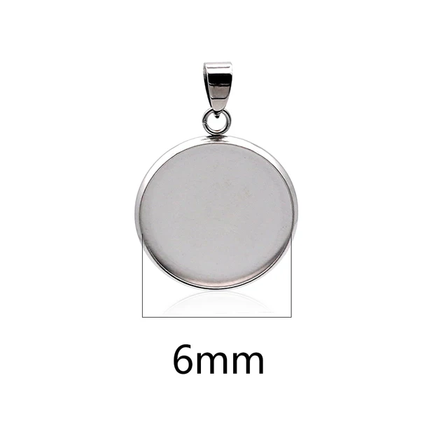 10pcs/lot stainless steel blank Cabochon Base Setting Charms Pendant fit 6 8 10 12 14 16 18 20 25 30mm  jewelry making supplies 6mm