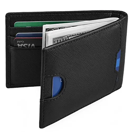 Мужской кошелек с зажимом для денег, RFID Блокировка, тонкие кошельки, кожаный бумажник с передним карманом