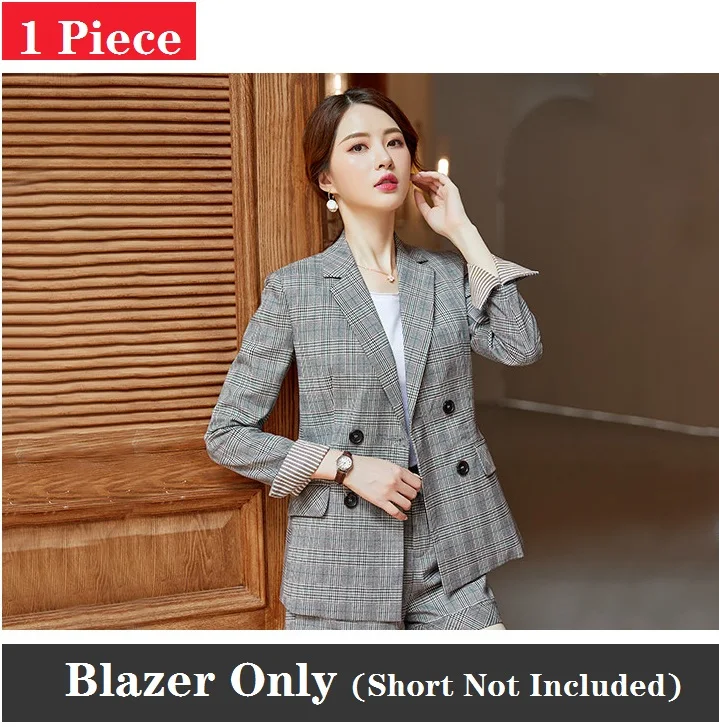 Blazer Only Модный клетчатый блейзер для женщин, деловые костюмы, шорты и куртки, комплекты для женщин, рабочая одежда, Офисная форма, стили - Цвет: Blazer Only