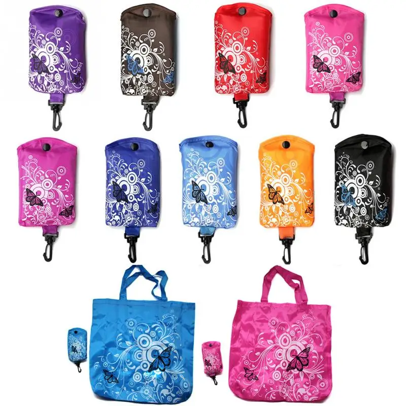 Модная складная сумка для покупок с бабочками, цветами, ткань Оксфорд, на плечо, портативная, Экологичная, продуктовые сумки, многоразовые, женская сумка-тоут