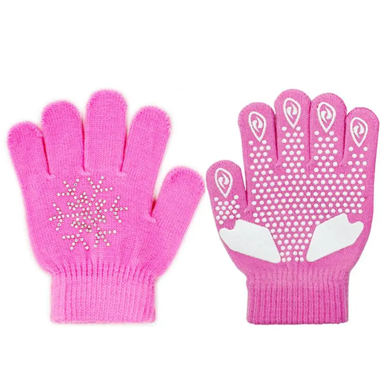 Snowflake pink Зимние Детские удобные перчатки для катания на коньках, противоскользящая теплая одежда для рук, аксессуары для спортивной одежды - Цвет: Snowflake pink