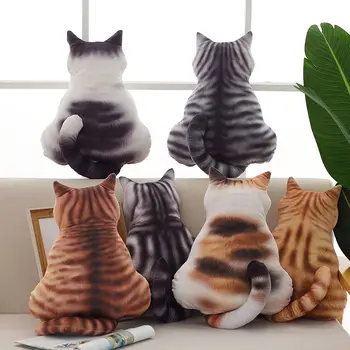 

Cute Creative 3D Printing Plush Toy Cat Back Pad Simulation Cat Gift Pillow Sofa Decorative Cushions Pillows