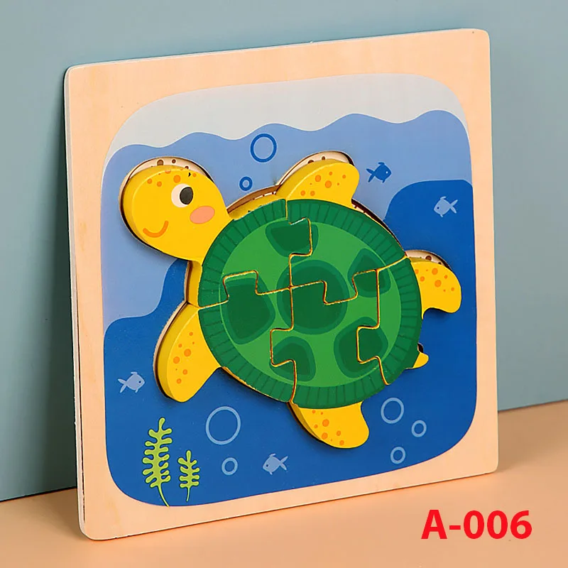 A-006 Новые детские деревянные 3D головоломки игрушки для детей мальчиков детские Ранние развивающие игрушки когнитивные мультфильм животных Форма подходящая головоломка игра - Цвет: A-006