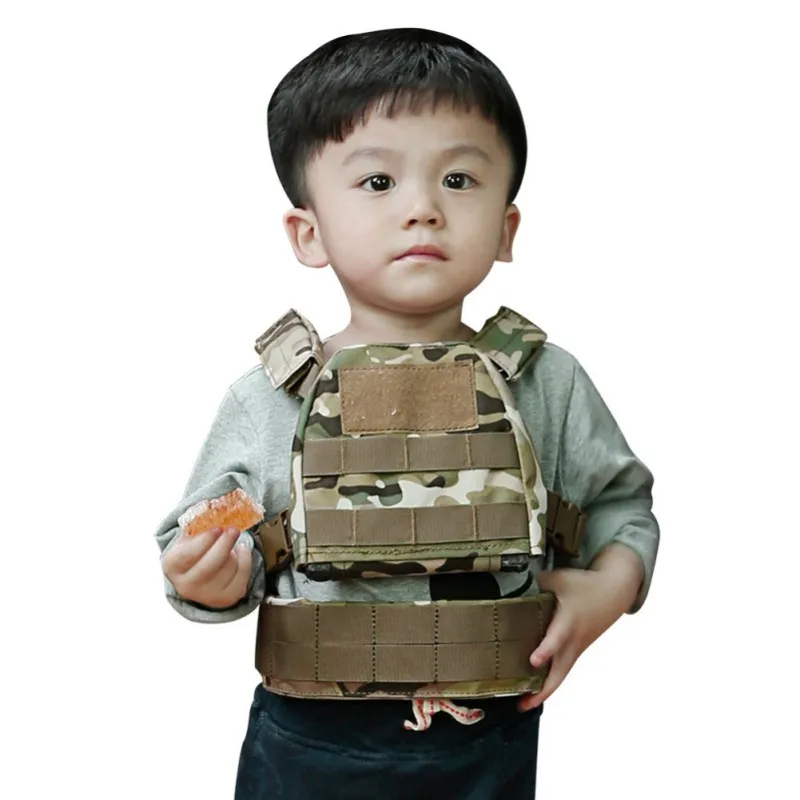 

Kids Camouflage Tactical Bulletproof Vests Military Uniforms Combat Armor Molle Airsoft Tactical Suit With Patrol Belt