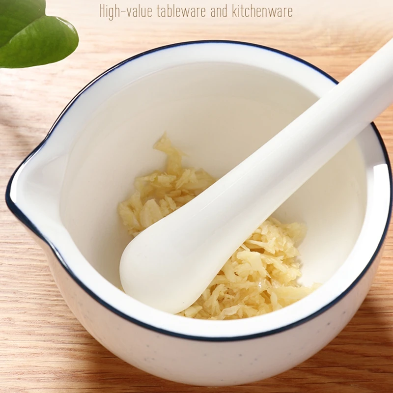 Синий край белая керамика ступка и пестик Набор Кухонные травы перец мельница