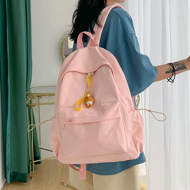 

Fashion New Large Capacity Women Backpack Cute Solid Color Girl Schoolbag Simple And Generous Student Bag Travel Girl Knapsack