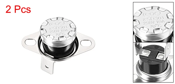 70 Celsius degree Uxcell 2 шт терморегулятор KSD301 40 °C-150 °C 10A нормально закрытый правый угол защиты приборов - Цвет: 70 Celsius degree