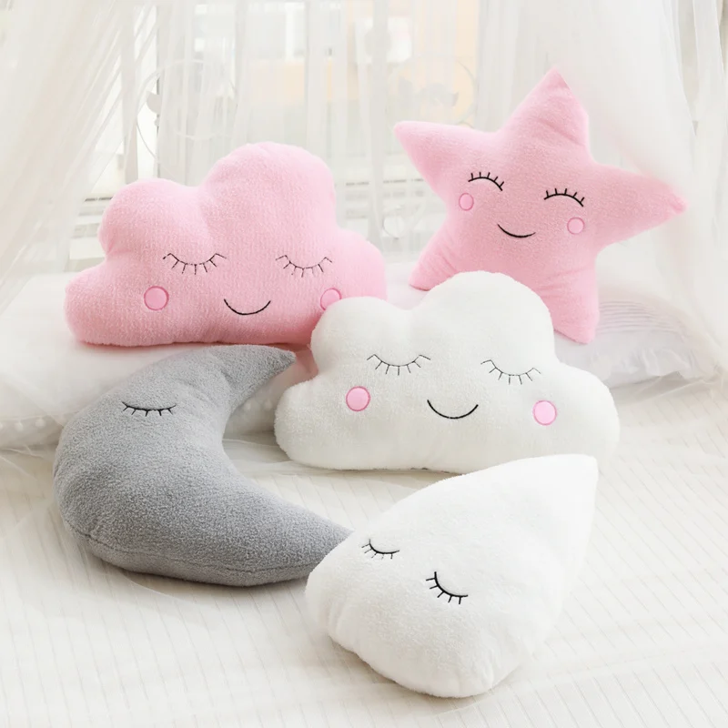Hot  Stuffed Cloud Moon Star Raindrop Plush Pillow Soft Cushion Cloud Stuffed Plush Toys For Children Baby Kids Pillow Girl Gift 2