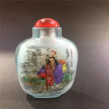 

Chinese old beijing glass built-in painting snuff bottle inside painted Characters pattern