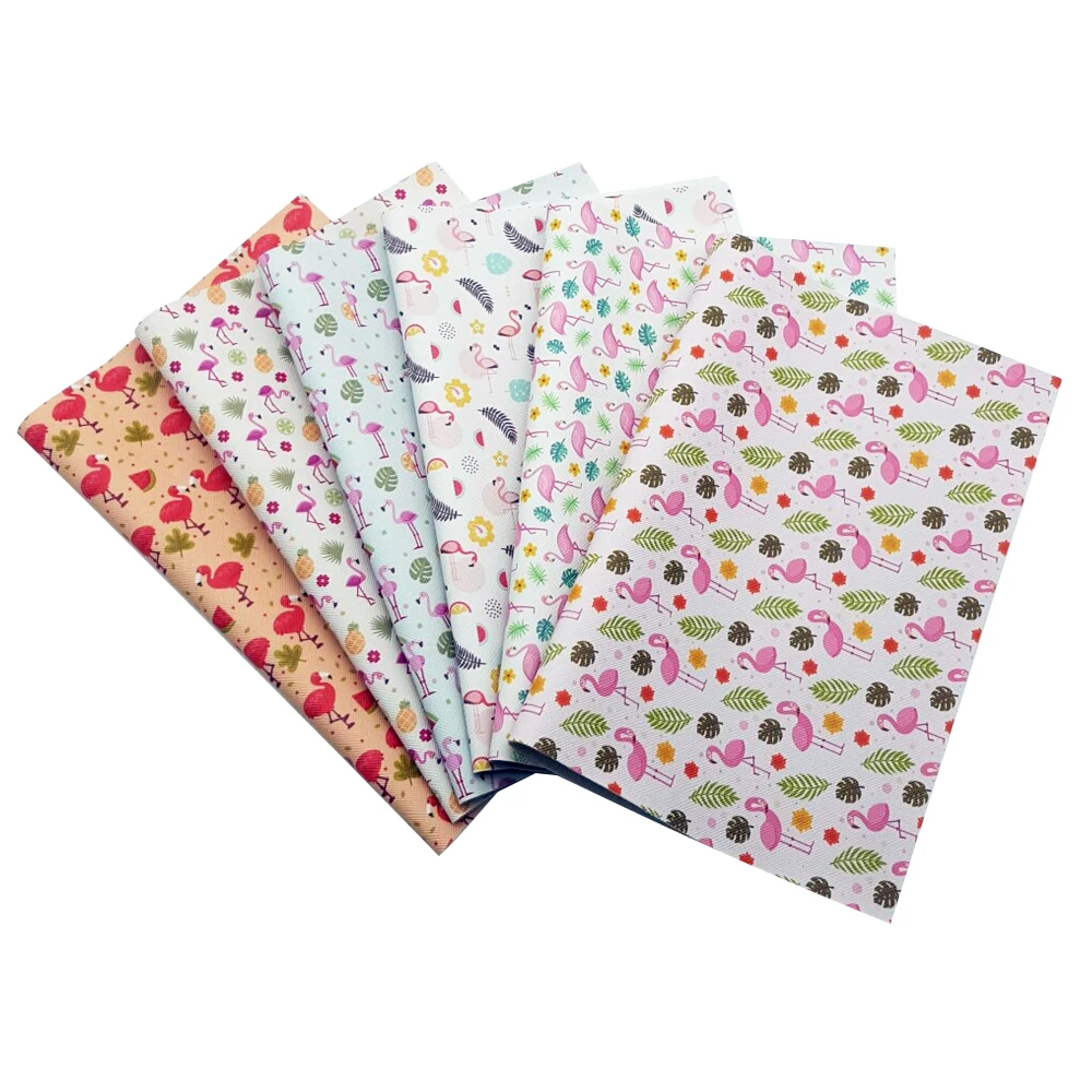 QIBU 22*30cm A4 Size Bow Fabric Faux Leather Vinyl Fabric Unicorn Printed Synthetic Leather DIY Hair bow Accessories Materials
