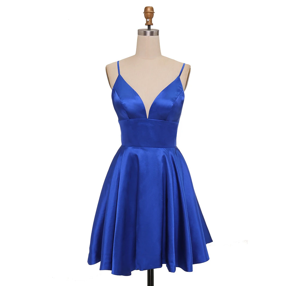 Sexy Pink Satin Short Homecoming Dress 2020 Sweetheart Straps Mini Cocktail Dress Party Pockets Prom Graduación Gown (1)