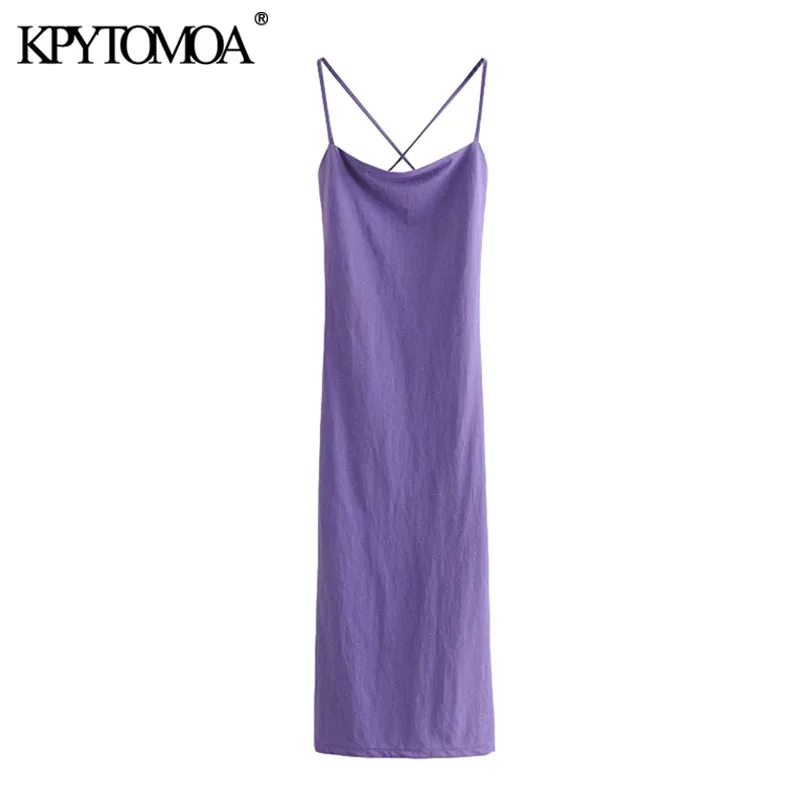 KPYTOMOA Women 2020 Sexy Fashion Crossed Strap Midi Dress Vintage Backless Tin Tie Straps Female Dresses Vestidos Mujer KPYTOMOA Women 2020 Sexy Fashion Crossed Strap Midi Dress Vintage Backless Tin Tie Straps Female Dresses Vestidos Mujer