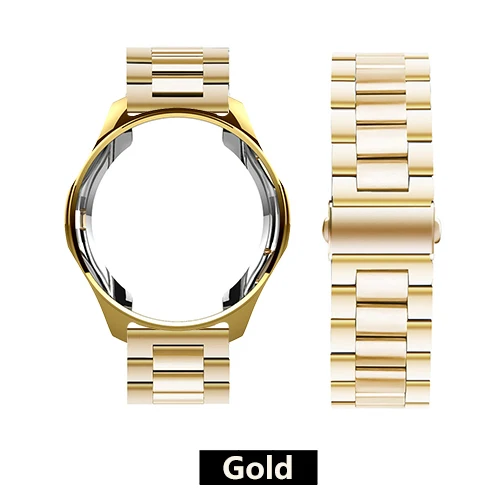 Gold Ремешок+ чехол 20/22 мм ремешок для наручных часов для samsung gear S3 ремешок Galaxy watch 46mm 42 Нержавеющая сталь ТПУ покрытием защитный чехол - Цвет ремешка: Gold