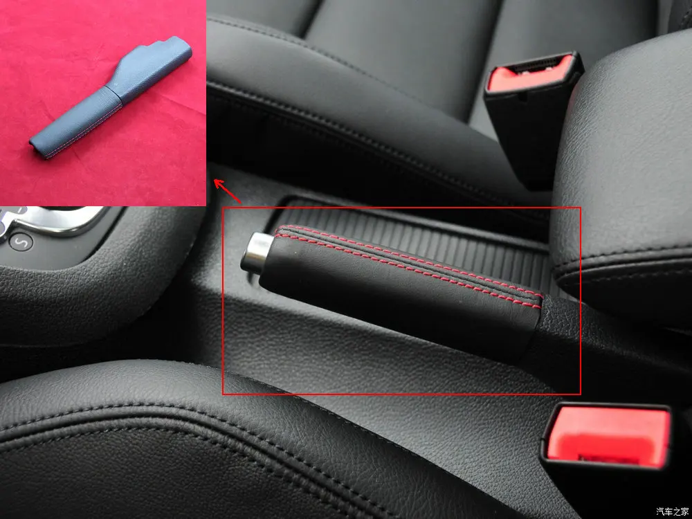 Чехол для ручного тормоза Jette Golf 5 Golf 6 MK5 MK6 из натуральной кожи с красной линией черный рукав ручного тормоза 1KD 711 461 1KD711461