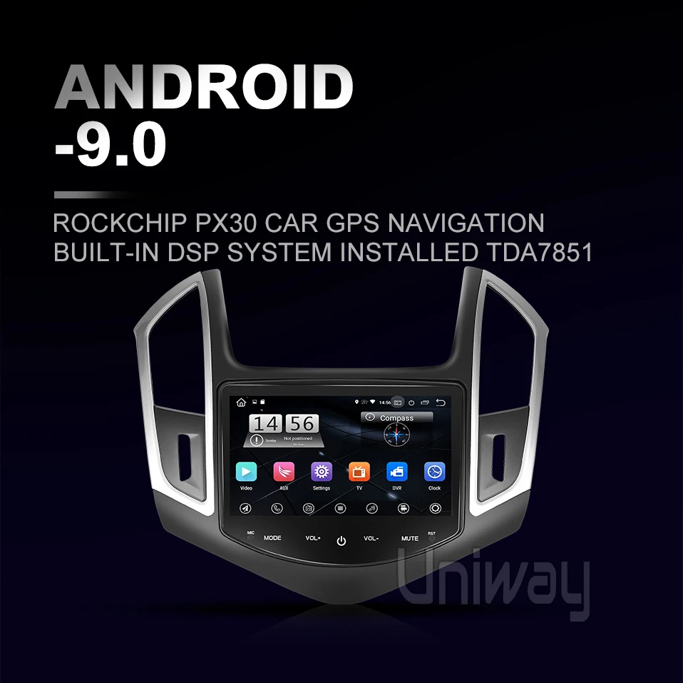 Uniway AXKLZ8071 2 din android 9.0 car dvd for Chevrolet Cruze 2013 car radio gps navigation with steering wheel