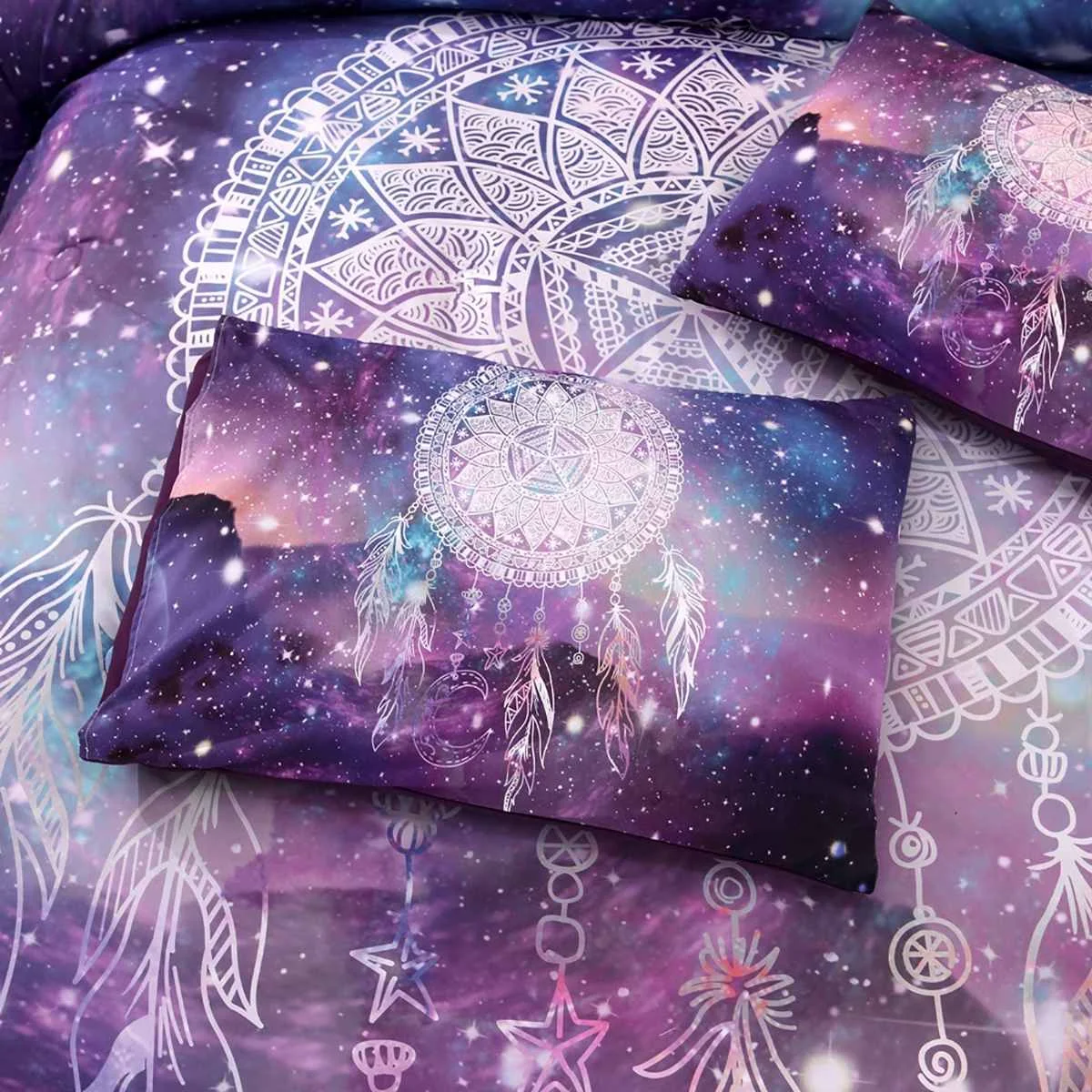 Purple Wind Chimes Pattern Kids Bed Cover Set Duvet Cover Adult and Pillowcases Comforter Bedding Set For US CA EU AU Size