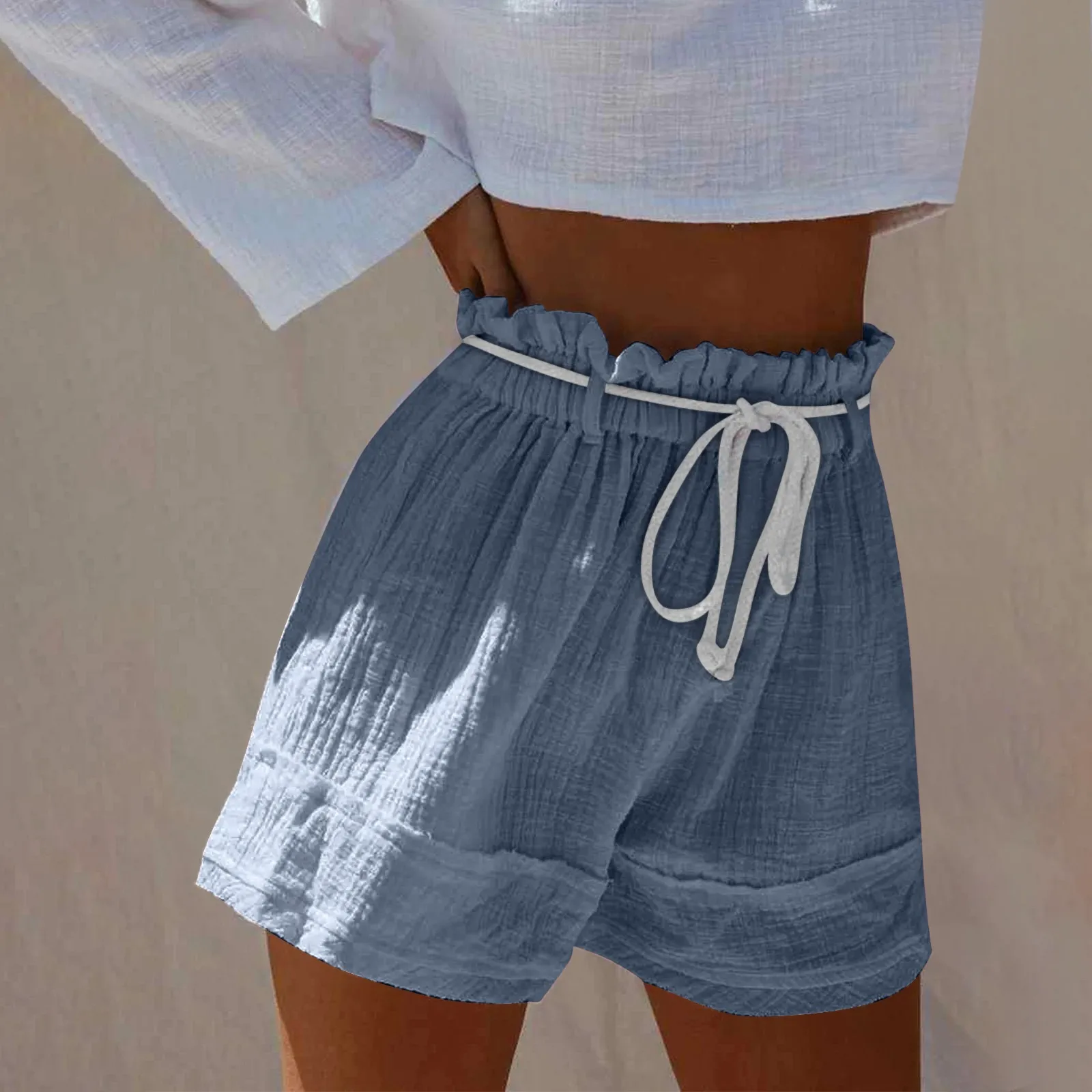 shorts women Solid Color Casual Women Short Pants Simple Drawstring Pockets Summer Elastic Waist Loose Home Fashion Streetwear Ladies Pant ladies shorts Shorts