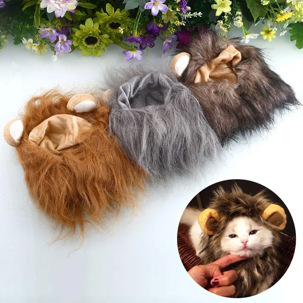 Pet cosplay Парик кошка собака кошка Рождество Хэллоуин парик уши с платье для кошек грива фестиваль Необычные Лев