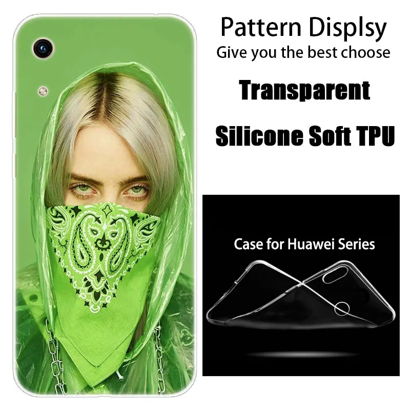 Роскошный силиконовый чехол для девочки Billie Eilish для huawei Honor 9X 8A 7A 20 Pro 7X8X7 S 8S 8 9 10 Lite View 20 20i 10i Play