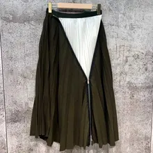 Новая Женская мода Сексуальная шерстяная плиссированная на молнии контрастная цветная юбка с изображениями мозаики 1113