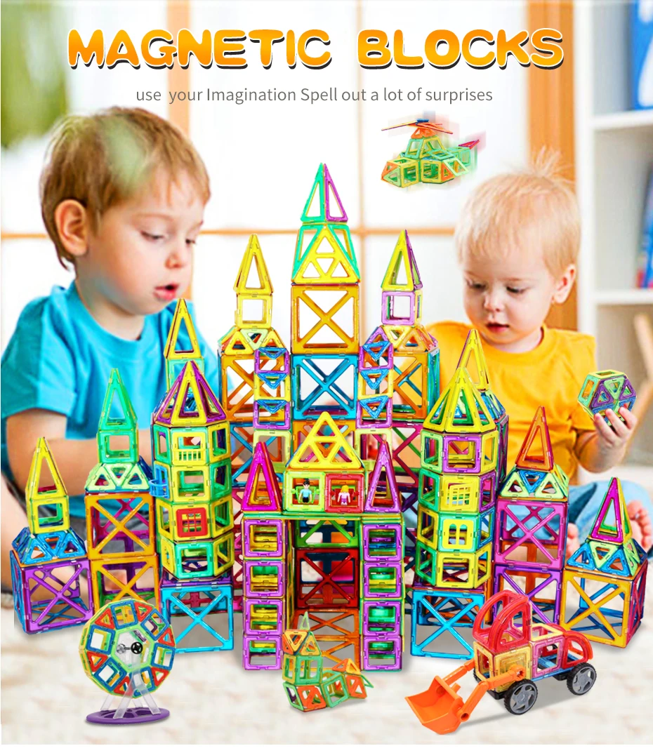 Conjunto de Construção Educativos para Crianças Bolsa Grátis Tamanho Grande Designer Magnético Modelo & Construção Brinquedo Ímãs Blocos Magnéticos Brinquedos 7 High Quality Brinquedos e hobbies