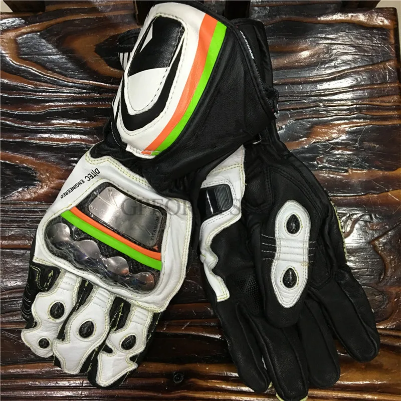 

New Genuine Leather Dain Full Metal RS Long Motorcycle Gloves Road Racing Driving Motorbike Cowhide Gloves