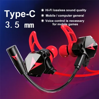 

E-sports Type-C & 3.5mm In-Ear Wired Call Earphones Gaming Computer Earpiece Earbuds for LG Xiaomi Huawei Iphone Headset