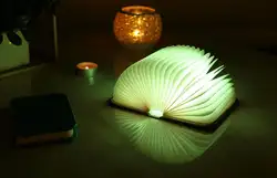 Деревянный складной зарядная книга светодиодный светильник USB Перезаряжаемый Магнитный декоративный небольшой ночной светильник теплый